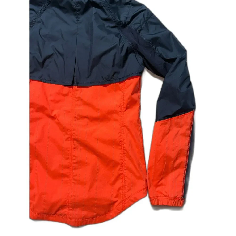 lululemon Get Up & Glow Jacket 4 Orange Navy Reflective Ponytail Hood